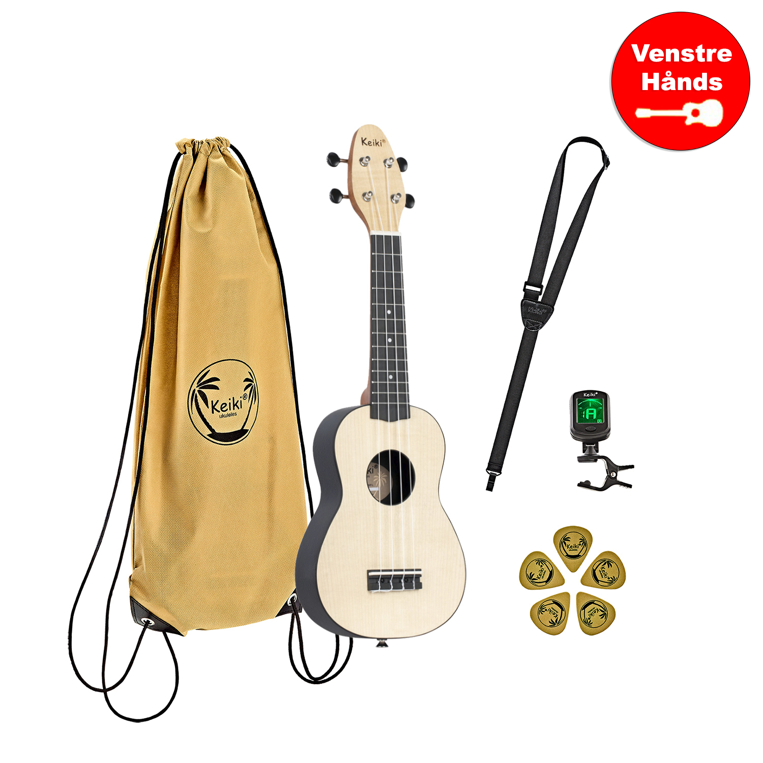 Ortega Keiki K2  Quot Maple Quot  Sopran Ukulele Pack Venstrehånds