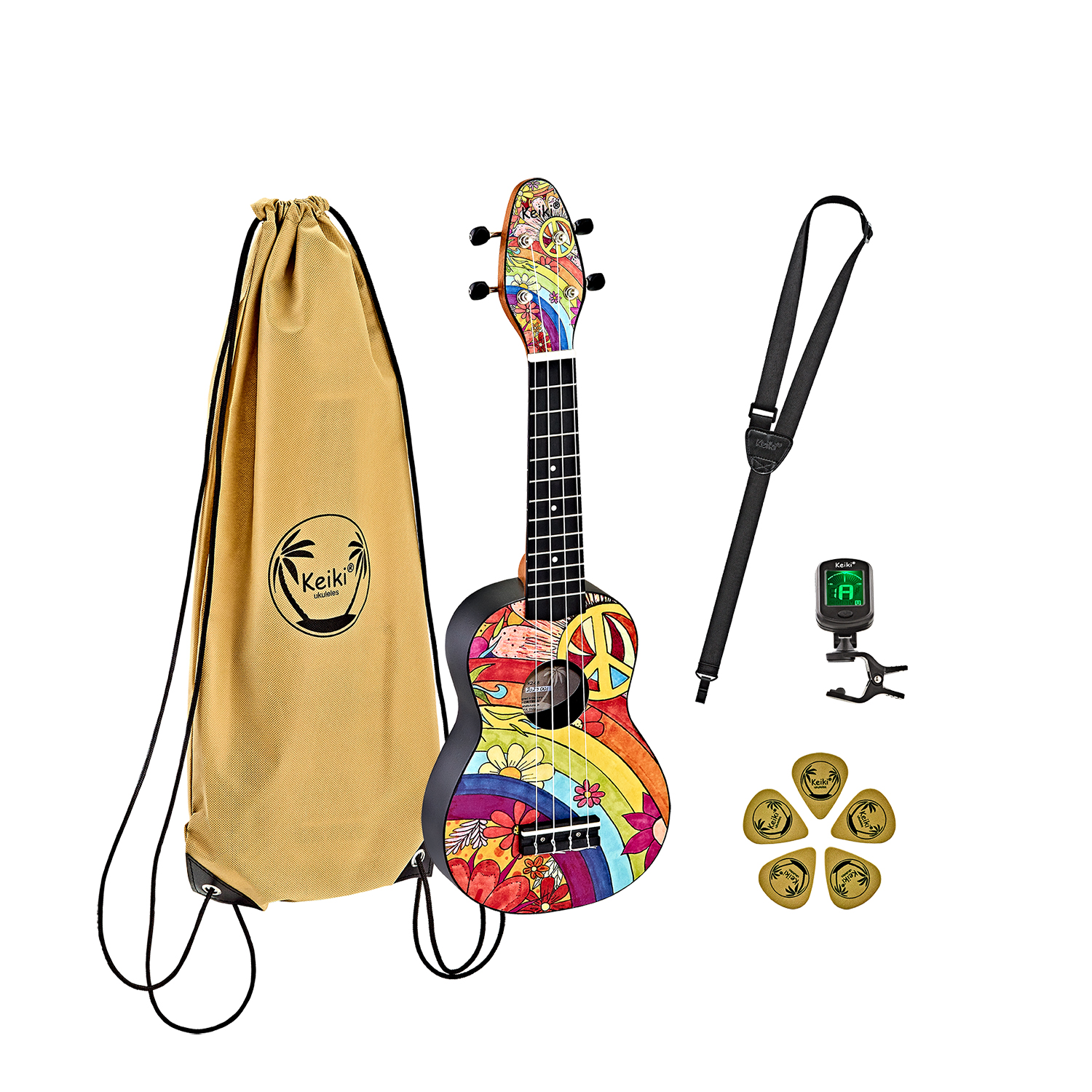 Ortega Keiki K2  Quot Peace 68 Quot  Sopran Ukulele Pack