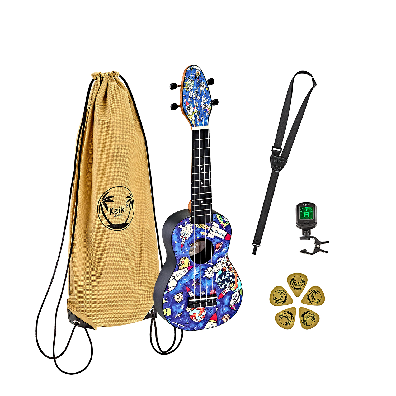 Ortega Keiki K2  Quot Spaceman Quot  Sopran Ukulele Pack