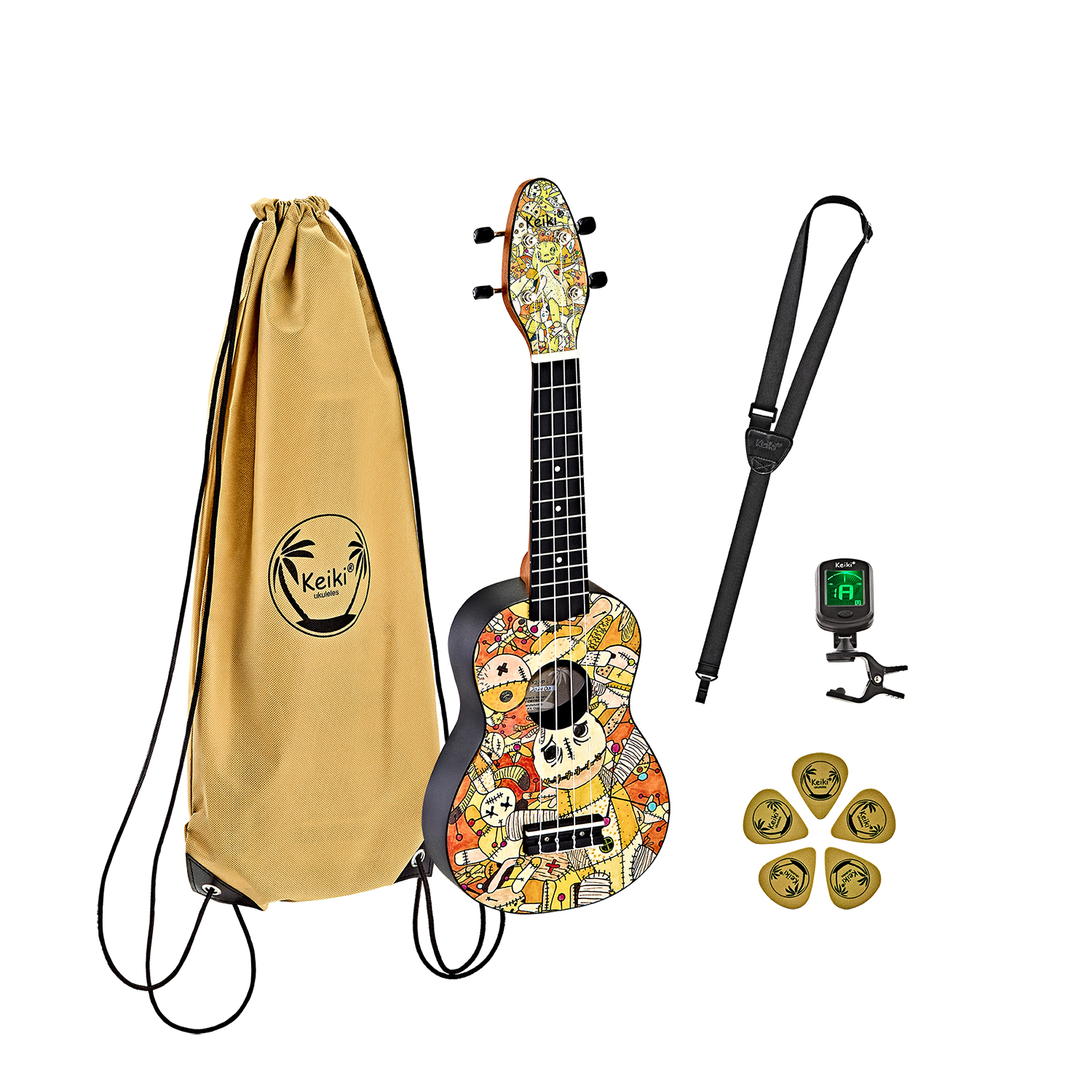 Ortega Keiki K2  Quot Voodoo Quot  Sopran Ukulele Pack
